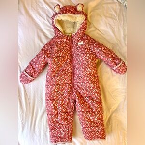 OshKosh B'gosh Pink Floral Baby Snowsuit with Ears 6-9 months.